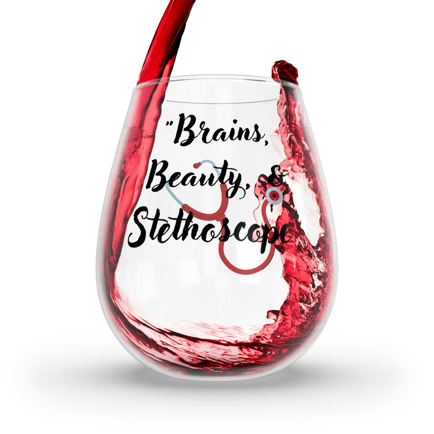 Beauty Brains ...Stemless Wine Glass, 11.75oz